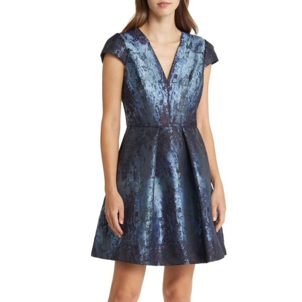 Vince Camuto Women's jacquard blue dress S 4